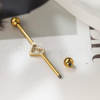 Piercing Transversal Titânio Coração Zircônia Cravejada