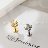 Piercing Labret Titânio Flor Com Detalhes