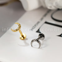 Piercing Labret Titânio Lua Detalhada