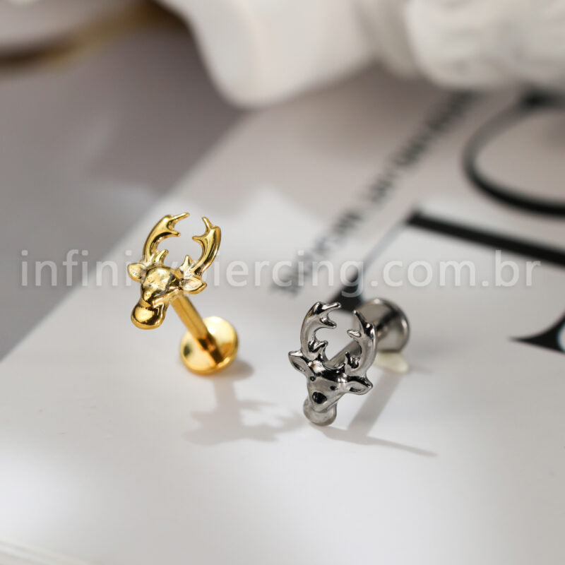 Piercing Labret Titânio Cervo