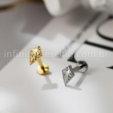 Piercing Labret Titânio Diamante Detalhado