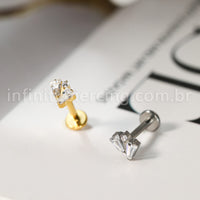Piercing Labret Titânio 3 Zircônias Cravejadas