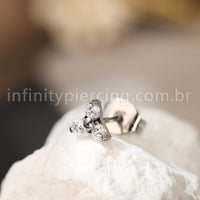 Brinco Titânio Trinity Zircônia Cravejada