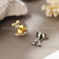 Brinco Titânio Trinity Zircônia Cravejada
