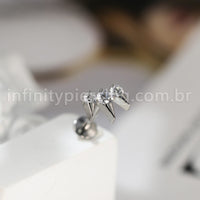 Piercing Labret Titânio Spike Com Zircónia Cravejada