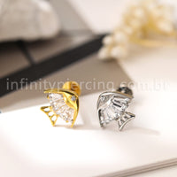 Piercing Labret Titânio Peixe Com Zircônia Cravajada