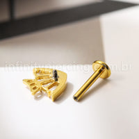 Piercing Labret Titânio Peixe Com Zircônia Cravajada