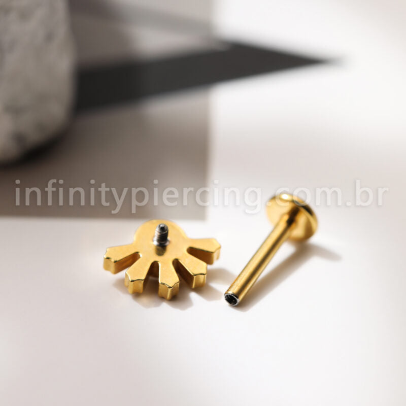Piercing Labret Titânio Meia Flor Zircônia