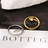 Piercing Argola Titânio Segmento Articulado Zircônia Cravejada