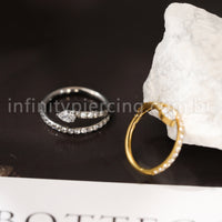 Piercing Argola Titânio Segmento Articulado Zircônia Cravejada