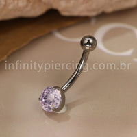 Piercing Banana Titânio 1 Pedra Zircônia Cravejada