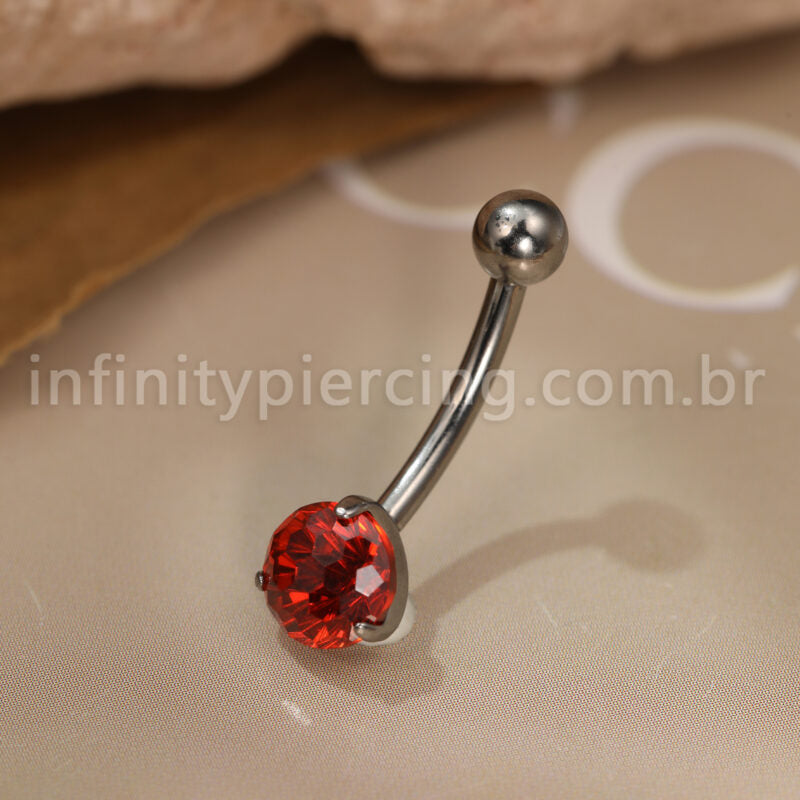 Piercing Banana Titânio 1 Pedra Zircônia Cravejada