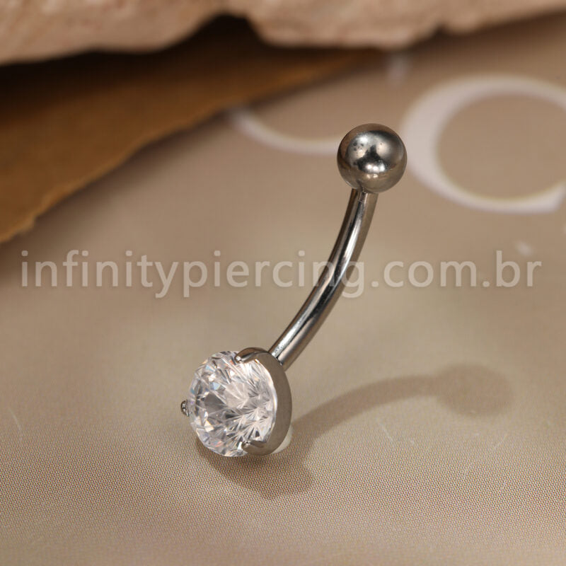 Piercing Banana Titânio 1 Pedra Zircônia Cravejada
