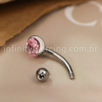 Piercing Banana Titânio 1 Pedra Zircônia Cravejada