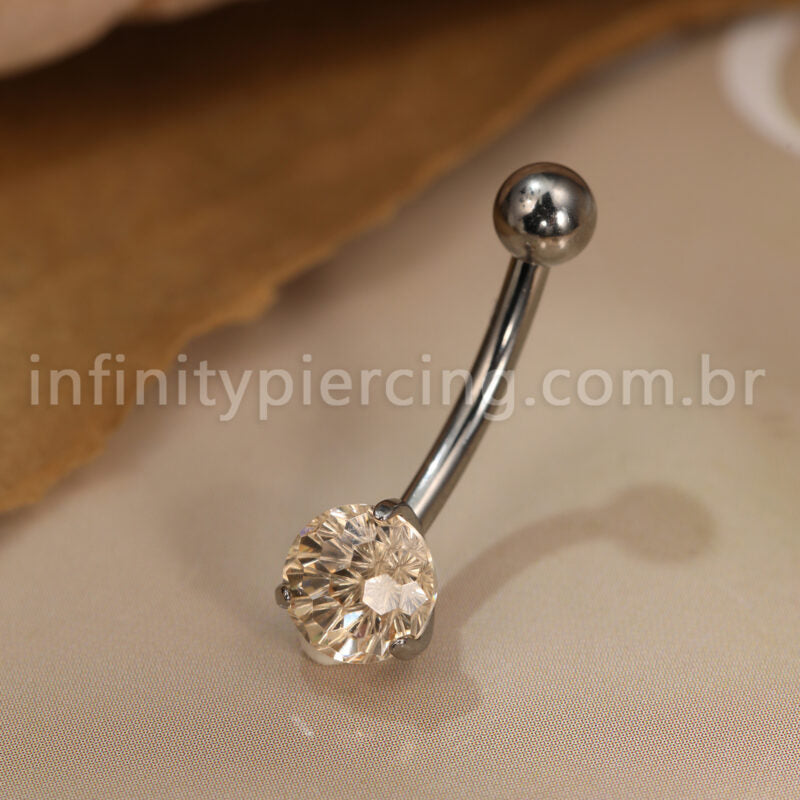Piercing Banana Titânio 1 Pedra Zircônia Cravejada
