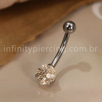 Piercing Banana Titânio 1 Pedra Zircônia Cravejada