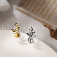 Piercing Labret Titânio Galho Zircônia Cravejada