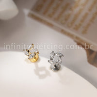 Piercing Labret Titânio 4 Pedras Zircônia Cravejada
