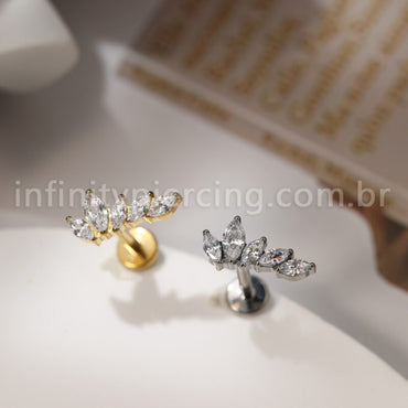 Piercing Labret Titânio 5 Pedras Zircônia
