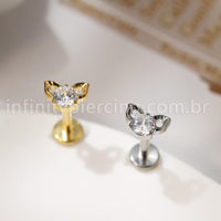Piercing Labret Titânio Gatinho