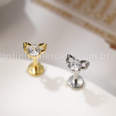 Piercing Labret Titânio Gatinho