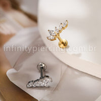 Piercing Labret Titânio 5 Pedras Zircônia