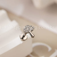 Piercing Labret Titânio Cogumelo Zircônia Cravejada
