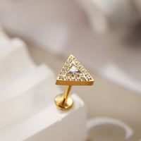 Piercing Labret Titânio Triangulo Zircônia Cravejada