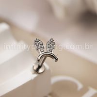 Piercing Labret Titânio Orelhinhas Zircônia Cravejada