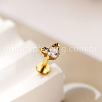 Piercing Labret Titânio Gatinho