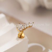 Piercing Labret Titânio 5 Pedras Zircônia