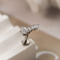 Piercing Labret Titânio 5 Pedras Zircônia