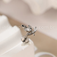 Piercing Labret Titânio Galho Zircônia Cravejada