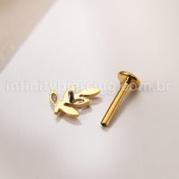 Piercing Labret Titânio Galho Zircônia Cravejada