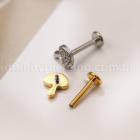 Piercing Labret Titânio Cogumelo Zircônia Cravejada