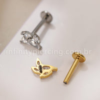 Piercing Labret Titânio Zircónia Cravejada 4 Pedras