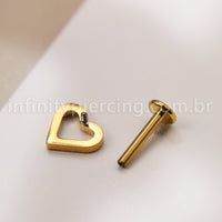 Piercing Labret Titânio Coração Com Zircônia Cravajada