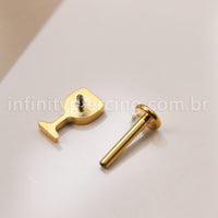 Piercing Labret Titânio Taça De Vinho Com Zircônia Cravejada