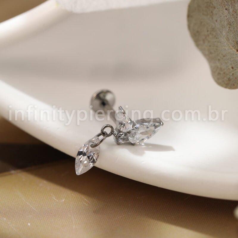 Piercing Labret Titânio Zircónia Cravejada Com Pingente