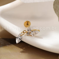 Piercing Labret Titânio Zircónia Cravejada Com Pingente