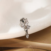 Piercing Labret Titânio 3 Pedras Zircónia Cravejada Com Pingente