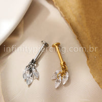 Piercing Labret Titânio Com 3 Pingentes Zircônia