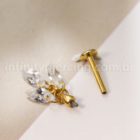 Piercing Labret Titânio Com 3 Pingentes Zircônia