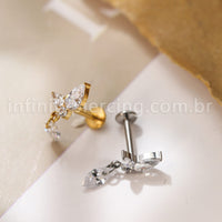 Piercing Labret Titânio Zircónia Cravejada Com Pingente