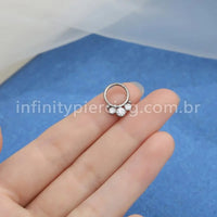 Piercing Argola Segmento Articulado Titânio Indiano Zircônia/Opala