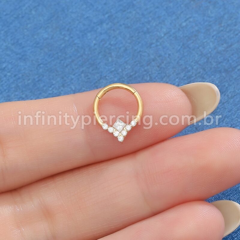Piercing Argola Titânio Segmento Articulado Zircônia Cravejada