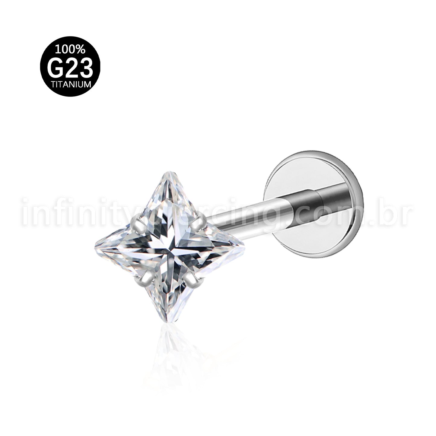 Piercing Labret Titânio Flor Zircônia