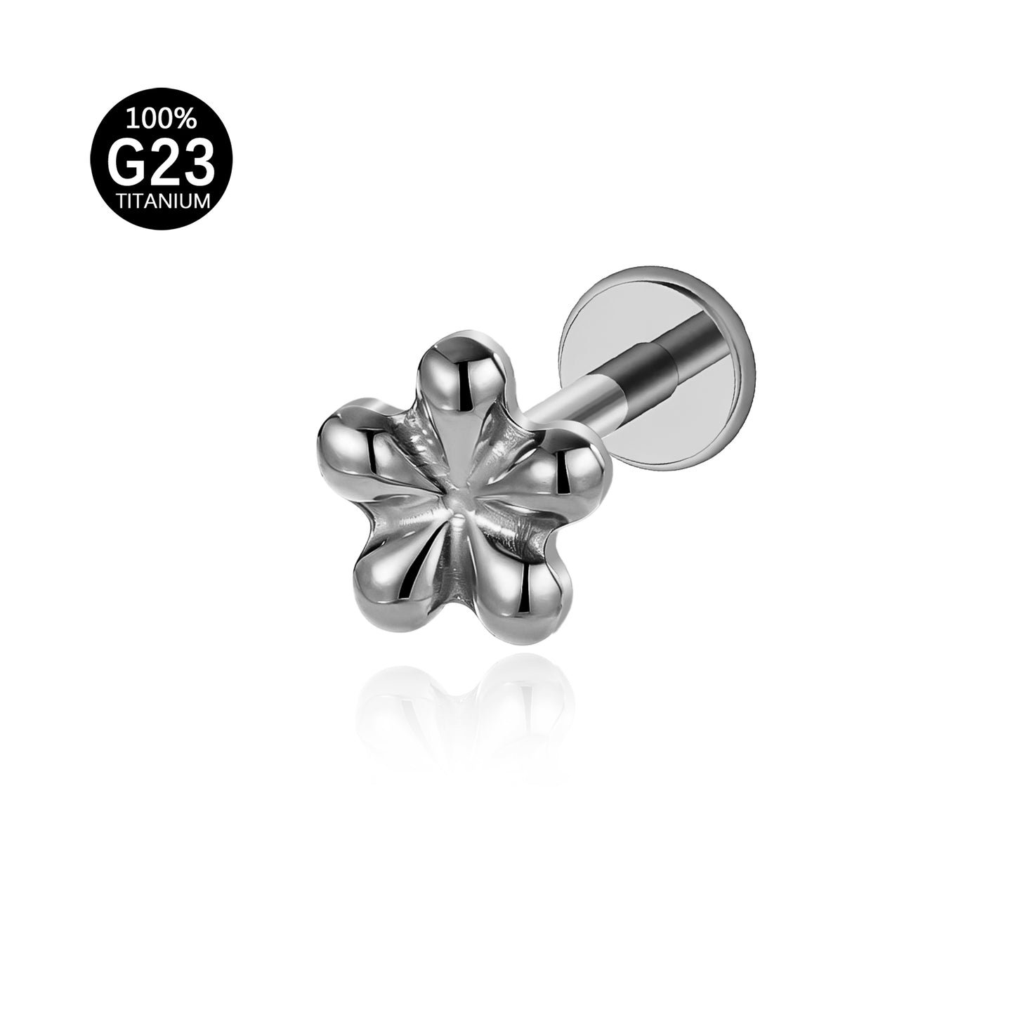 Piercing Lábio Minimalista Flor Titânio Resistente