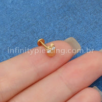 Piercing Labret Aço Cirúrgico Coruja Zircônia