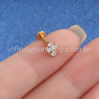 Piercing Labret Aço Cirúrgico 4 Zircônia